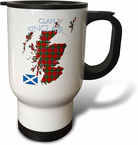 3dRose Outline of Scotland with the Sinclair clan family tartan. - Travel Mugs (tm-380168-1)