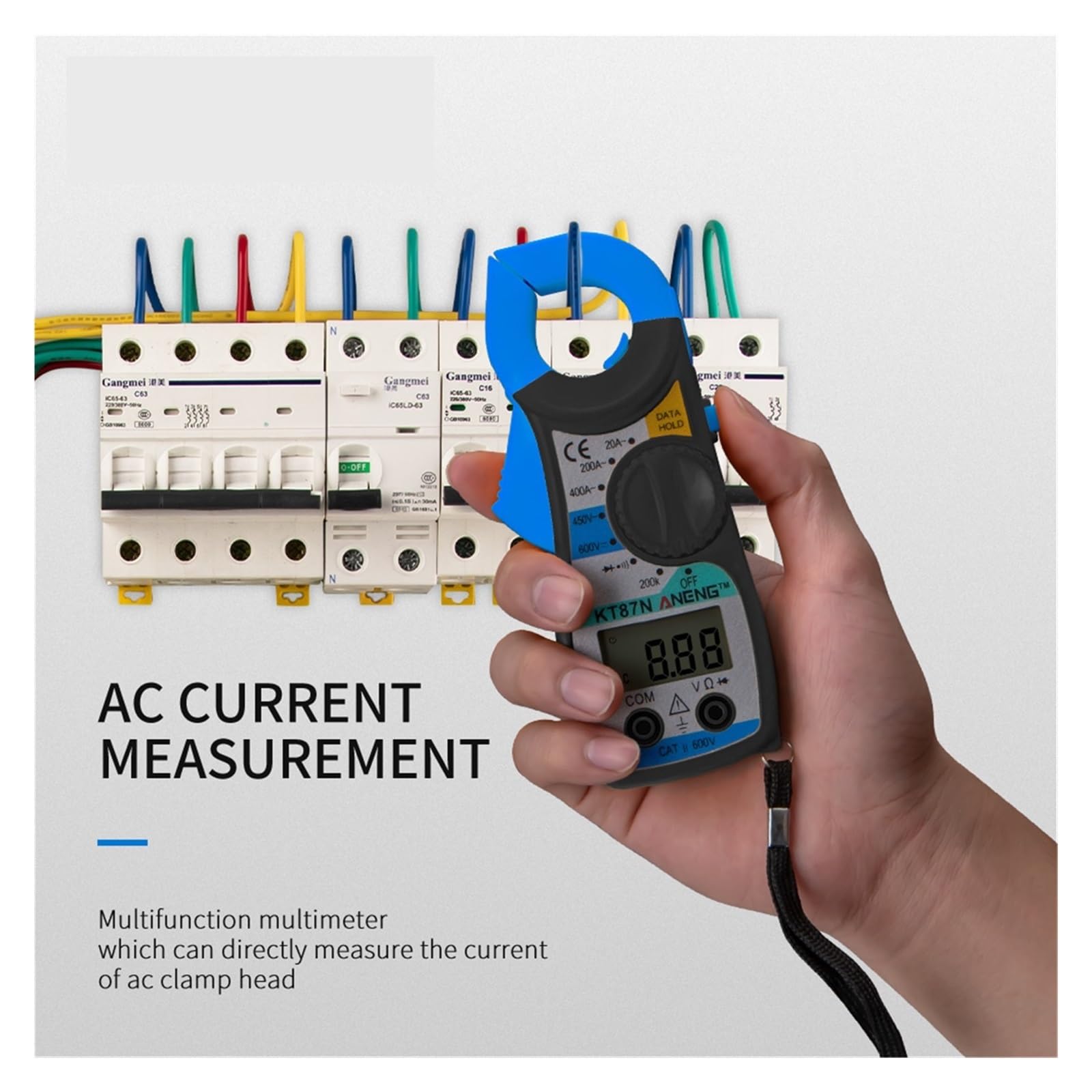 KT87N Mini Digital Clamp Meters AC/DC Voltage AC Current 600v True RMS Multimeter Capacitance Electrical Tester Tools(KT87N Red)
