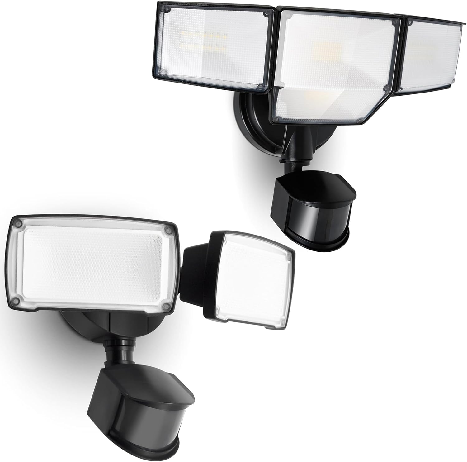 LUTEC 2 Heads and 4 Heads Security Lights Motion Sensor Outdoor Lights, Motion Flood Lights for Outside, House, Garage, Yard (Black)