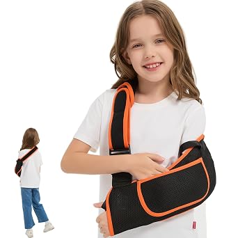 Arm Sling for Kids with Enhanced Size Adjustable Sling for Arm Support, Elbow Wrist Left Right Arm Sling with Buckle Design Small