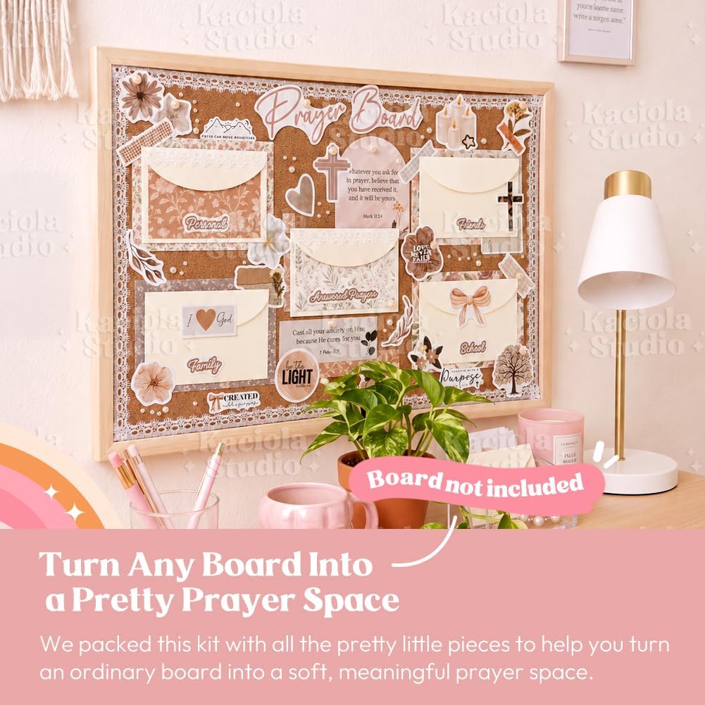 Kaciola 296PCS Prayer Board Kit Request Cards, Scripture Affirmation Cards Bible Study Resource Colorful Christian Vision Board Collage Prayer Board Supplies for Women