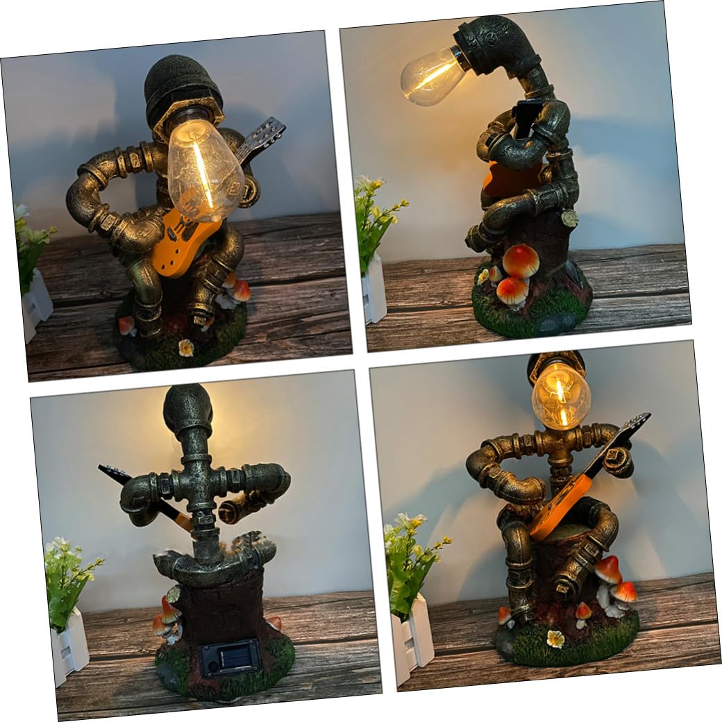 Alipis Roboter Solarlampe aus Kunstharz für Garten und Terrasse | 1 Stück, Kreative Figurenform für Deko im Außenbereich, Warmes Licht für Villa und Park