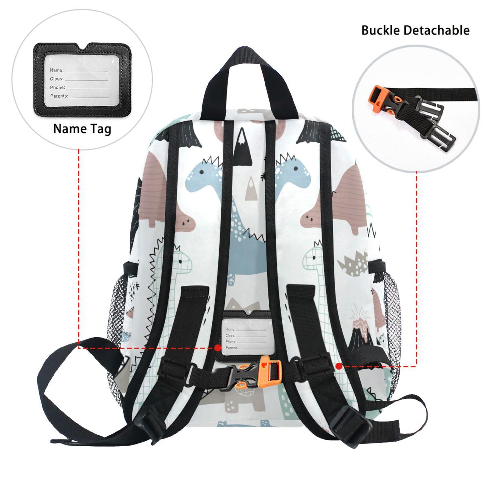 Bonita mochila de dinosaurio para niños y niñas, Dinosaurio blanco, Talla única, Mochilas Daypack