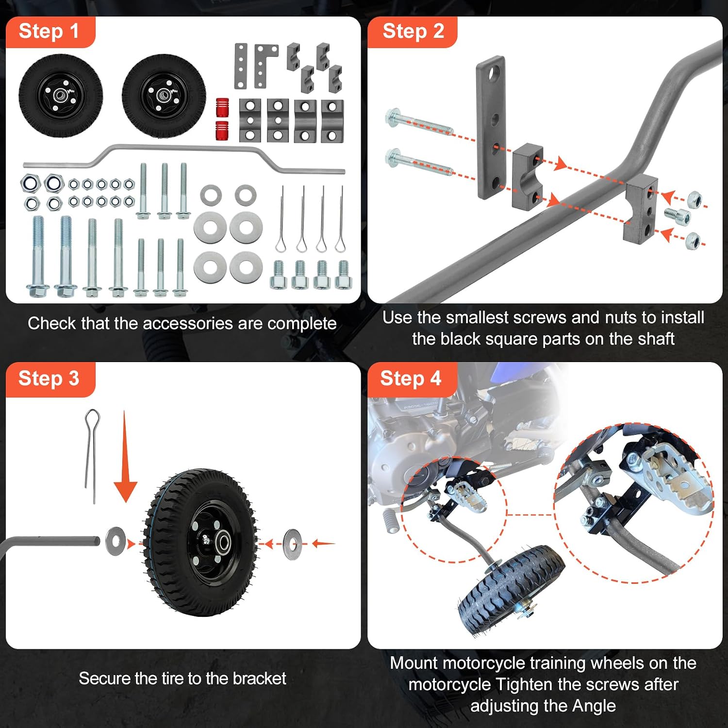 Dirt Bike Training Wheels for MX125, PW50 & CRF50 | Compatible with razor MX125/MX350/MX400, yamaha PW50/TTR50, honda CRF50 | Universal Fit 50cc 49cc Kids Dirt Bikes | Easy Install & 10-Year Warranty