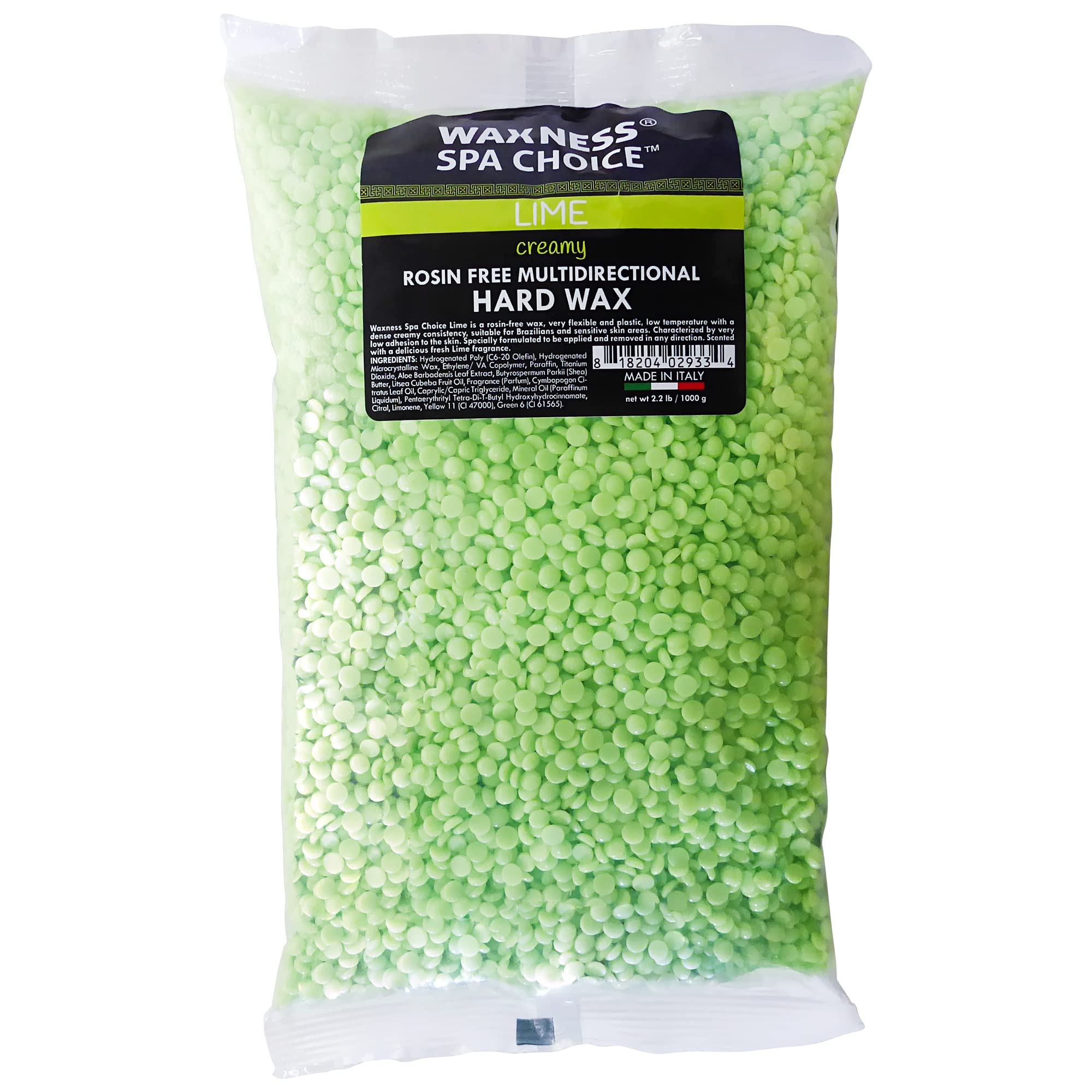Waxness Spa Choice Rosin Free Multidirectional Hard Wax Lime 2.2 lb / 1 kg