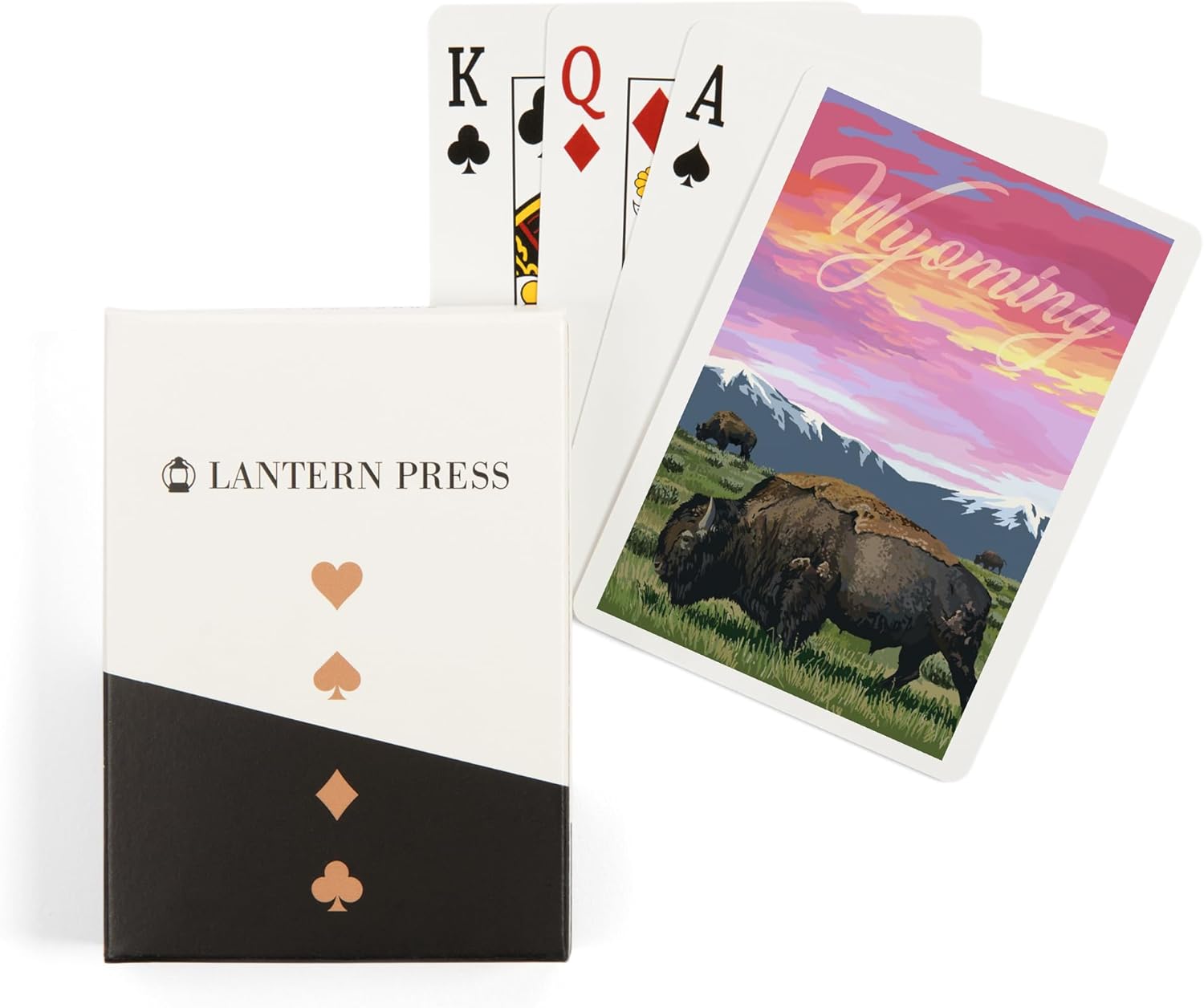 Lantern Press Wyoming, Bison and Sunset, 52 Playing Cards for Adults, Poker Size Card Deck