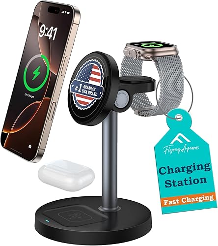 Estación de carga 3 en 1 Apple, cargador Qi2 MagSafe, cargador inalámbrico de carga rápida, soporte de cargador magnético seguro para Apple Watch
