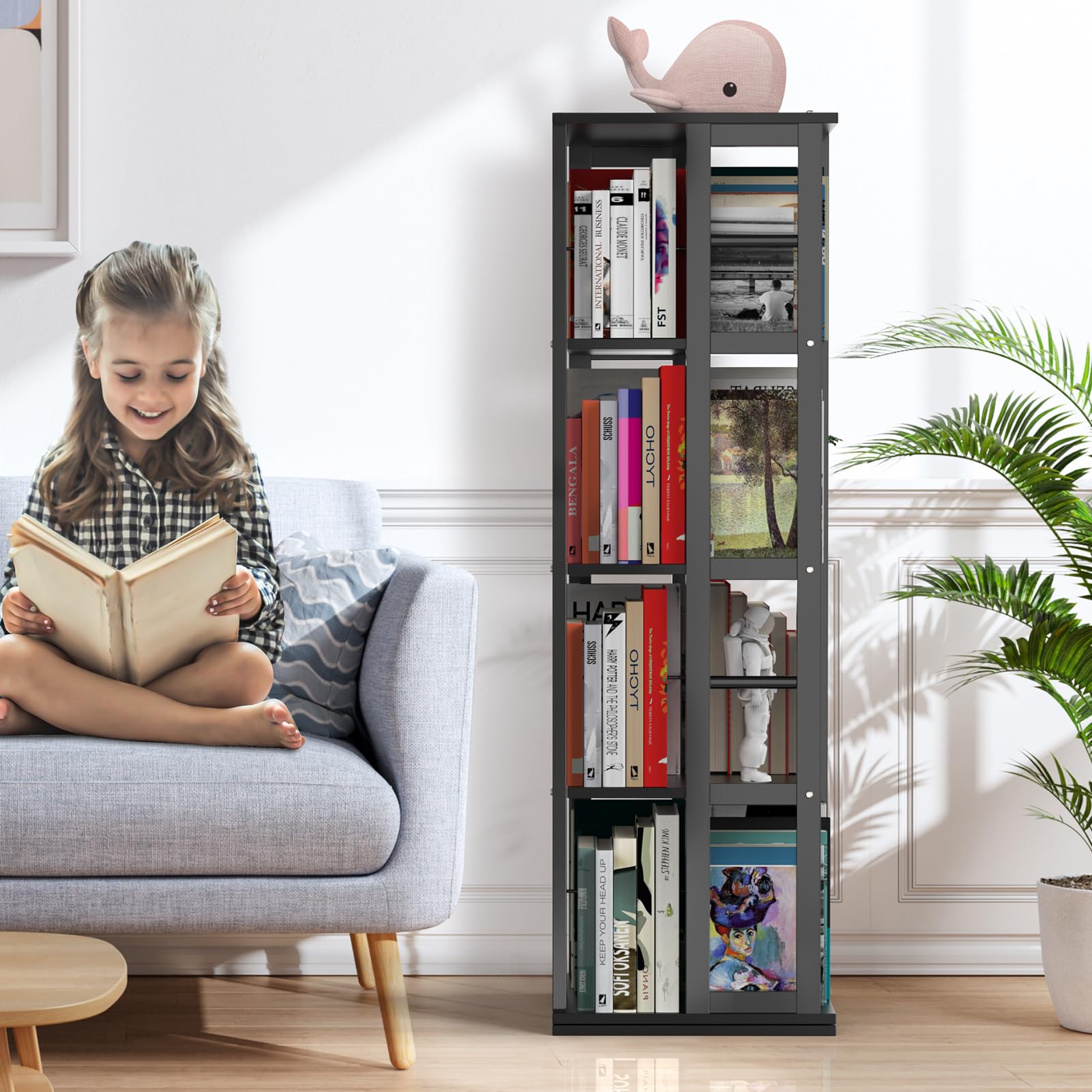 Amazon.co.jp: ZORA-KING 回転本棚 360 ディスプレイ スピニング 本棚