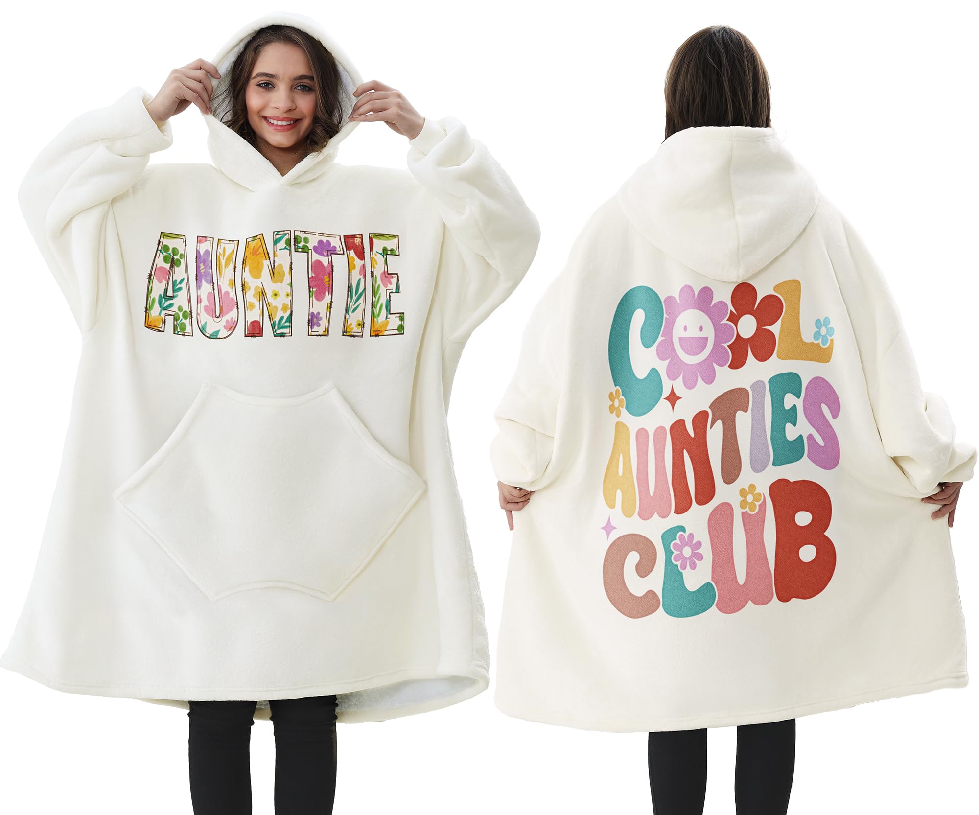 Aunt Gifts from Niece Nephew Christmas Gifts for Aunt Auntie Wearable Blanket Hoodie Birthday Gift for Auntie, Aunt To Be, New Aunt, Coolest Gifts for