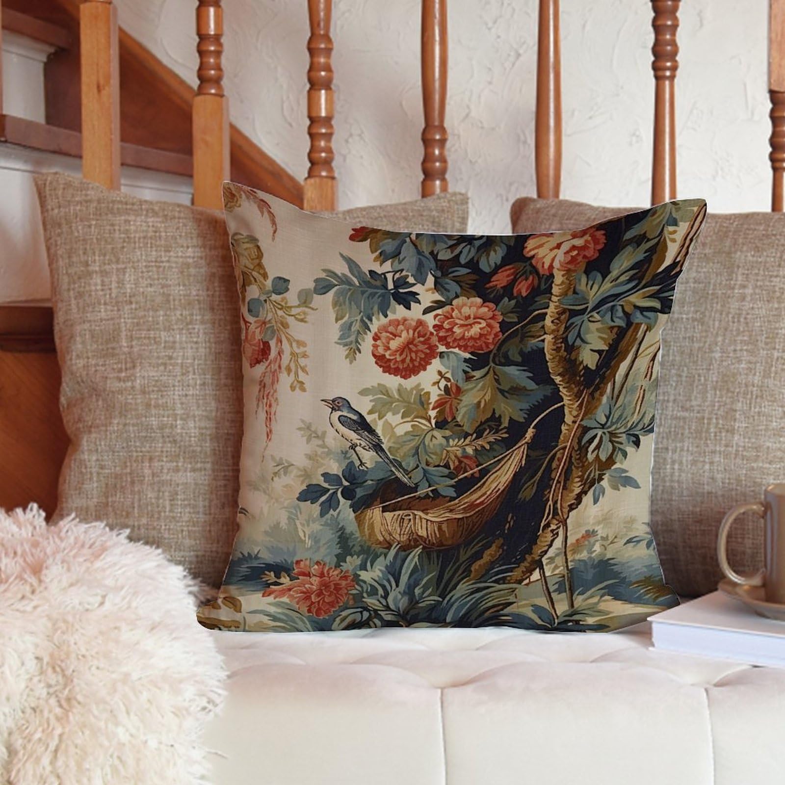 Amazon.com: ArogGeld Antique Chinoiserie Asian Scenic Throw Pillow