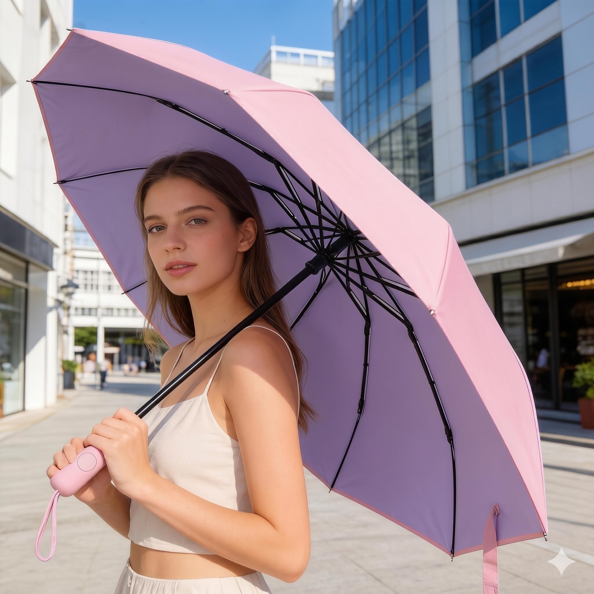 HLTYGWX Paraguas Resistente al Viento – Paraguas de Viaje Plegable automático para Lluvia y Sol – Sombrilla compacta con protección UV – Fuerte 10 Varillas para fácil Transporte