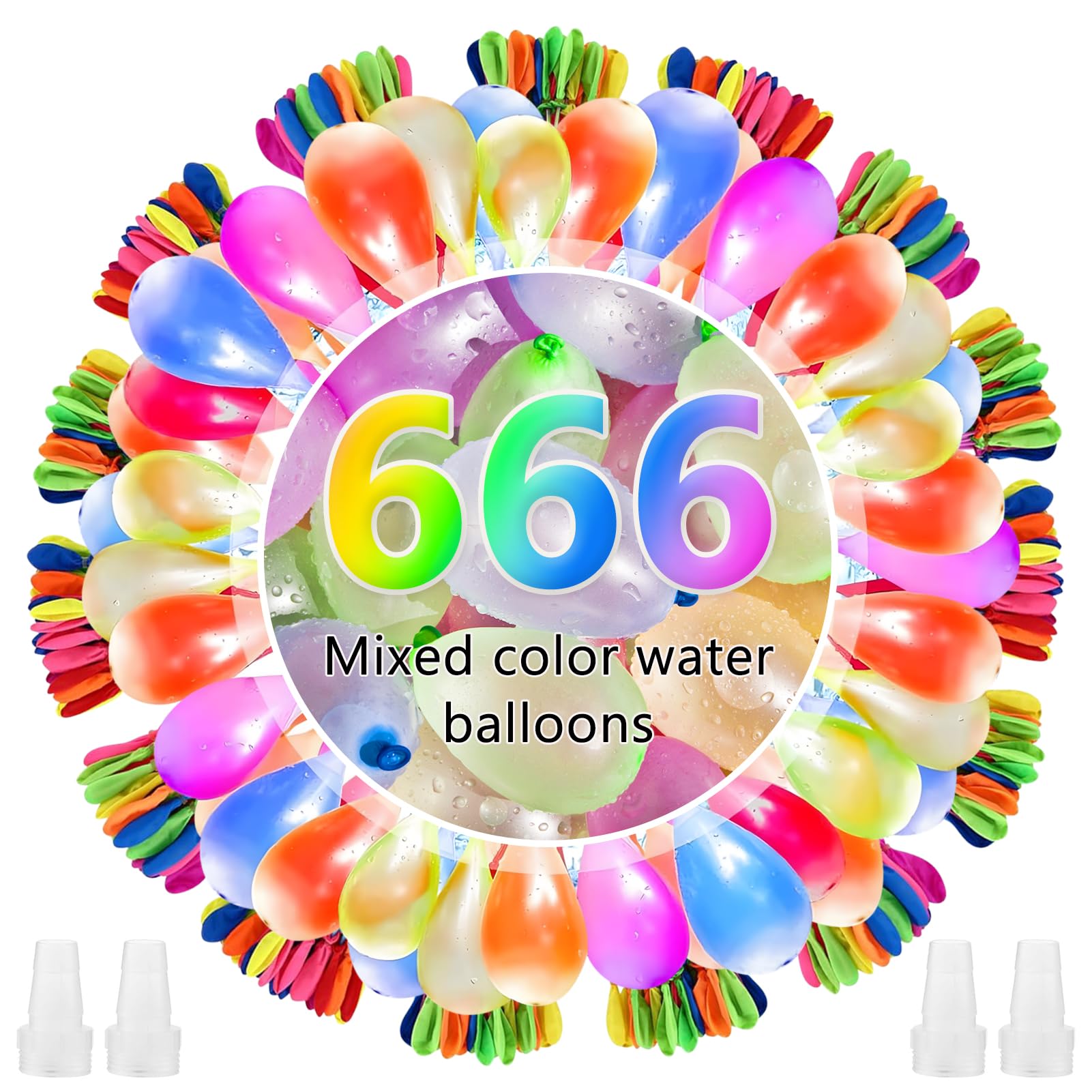 666 PCS Water Balloons-Self Sealing Water Balloons Quick Fill in 10 Second-Water Ballons for Kids & Adults Easy Fill-Colorful Water Bombs-for Outdoor,Beach,Pool Party Fight,Water Toy