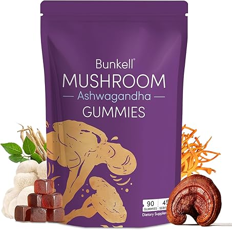 Ashwagandha Mushroom Gummies, Adaptogenic 7 Mushrooms Mix w/ashwagandha - Lion
