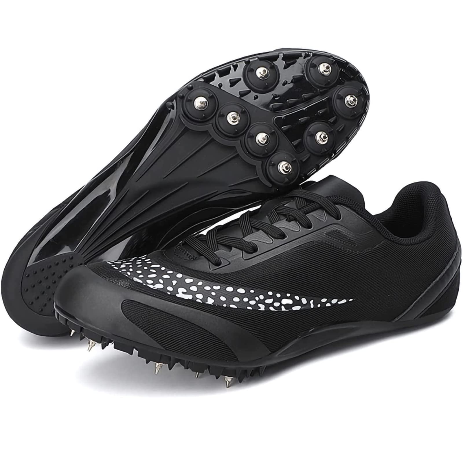 LuVlc Track and Field Shoes Men Women Track and Field Spike Shoes Running Sprint Shoes for Men Women Kids Breathable Racing Jumping Sprint Running Sneakers,Black,43