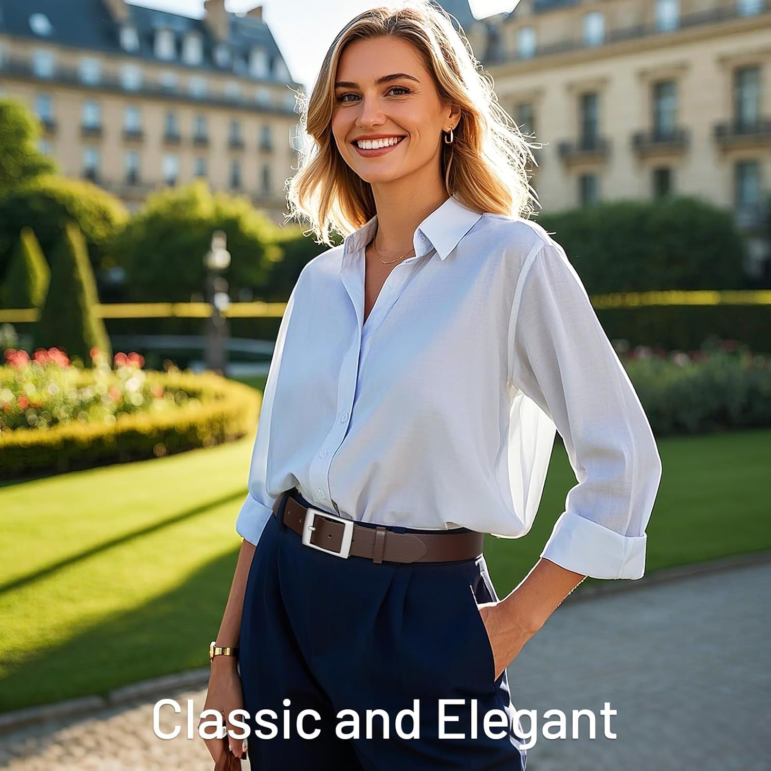 SUOSDEY Fashion Womens Leather Belts,Wide Waist Belt with Pin Buckle for Jeans Pants Dresses,1.5" width - Image 2