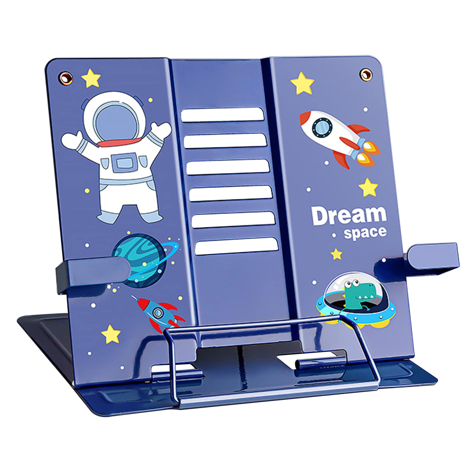 Misazy atril para libros, soporte libros, atril estudio Ajustable, soporte para libros de Metal, Sujetalibros de Estudiantes Niños Escritura Soporte Accesorios de Oficina (azul)