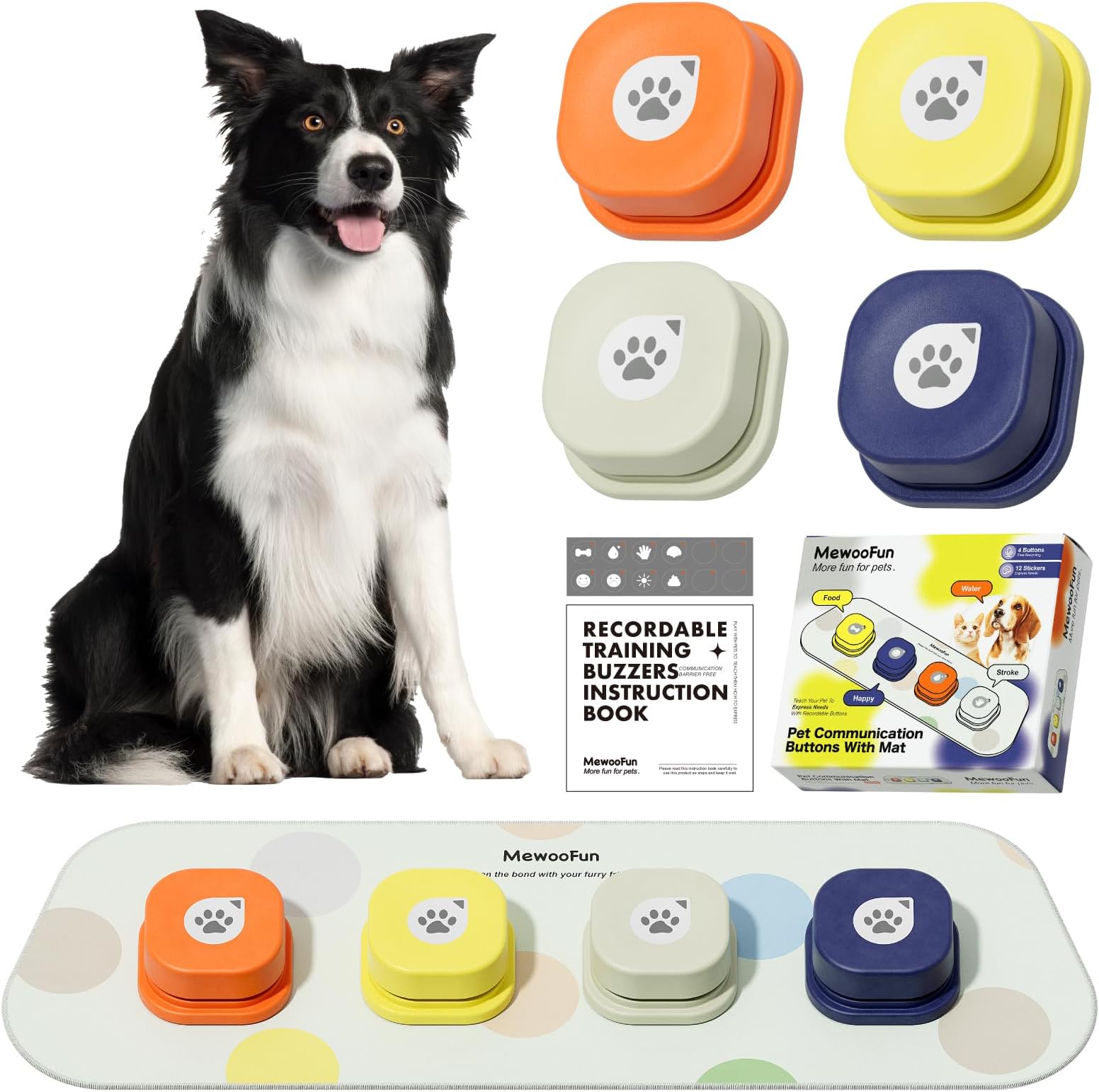 Amazon.co.jp MEWOOFUN Dog Recording Buttons, Set of 4, Conversation
