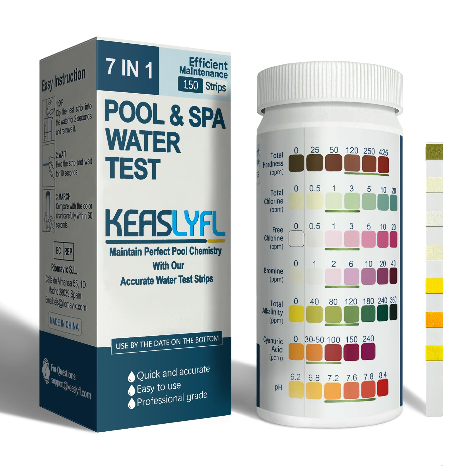 7-Way Pool Test Strips — 150 Count