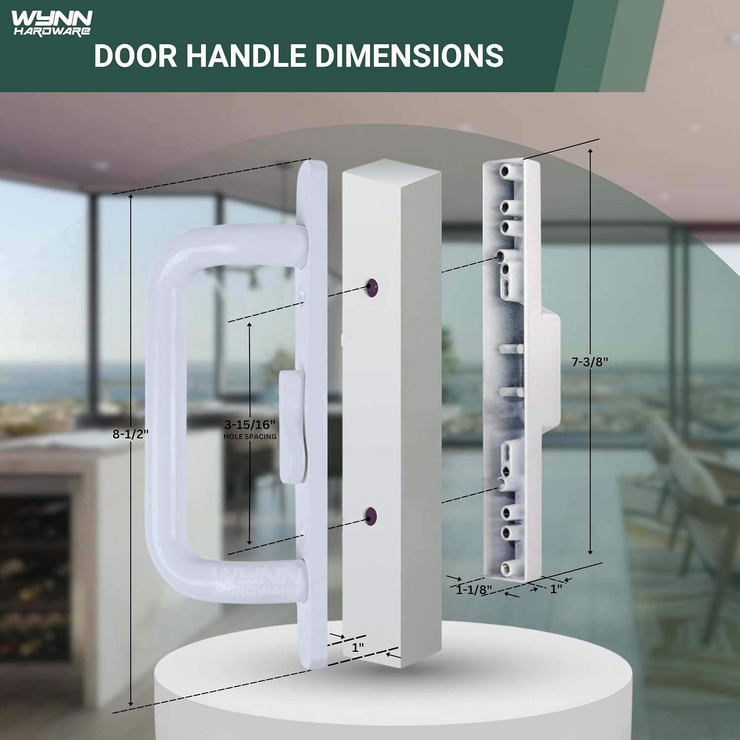 Handle Set for Sliding Glass Patio Doors | Replacement for Patio Sliding Glass Door Repair, Right-Handed Orientation, No Mortise Lock | Offset Latch Handle (White)