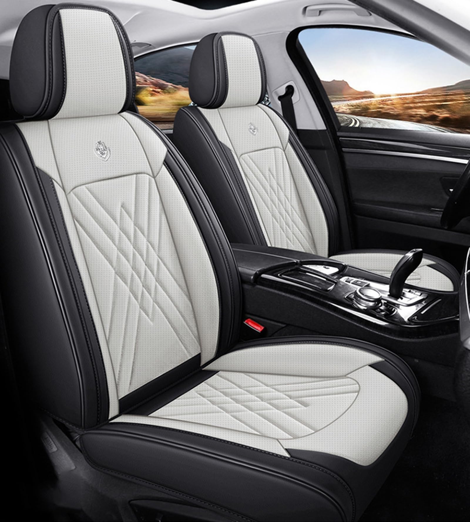 IUYIXWFP Car Seat Covers Full Set,Universal Fit for Most Cars,SUV,Sedans and Pick-up Trucks,Automotive Vehicle Leather Cushion Covers for 5 Passenger Cars,B