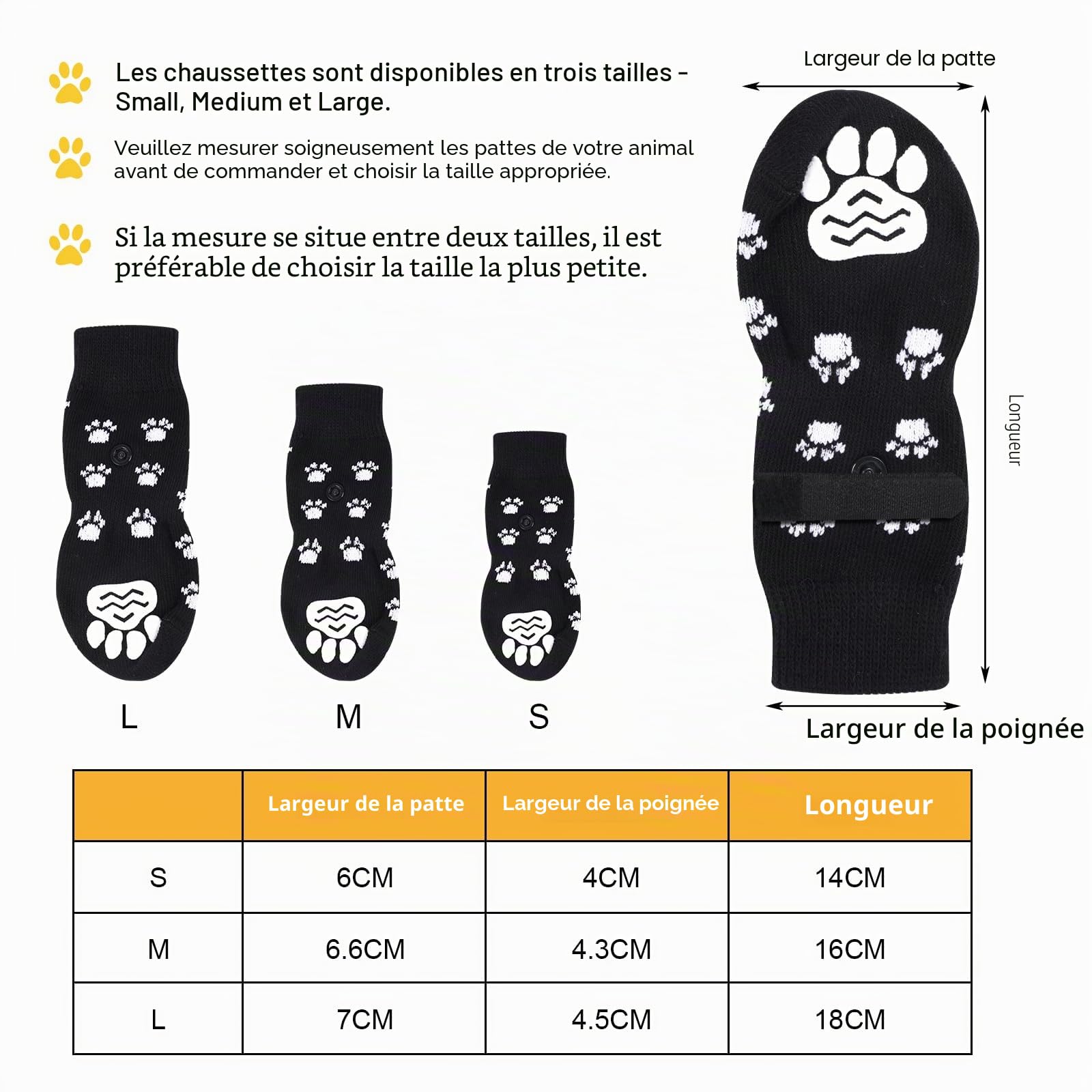 AUAUY Chaussettes Anti-Dérapantes Chien Chat, Chaussette Chien, Protège Les Pattes de l’Animal et Les Sols Intérieurs, avec Bandes De Fixation Réglables, pour Les Petits ou Moyen Chiens et Chats - S