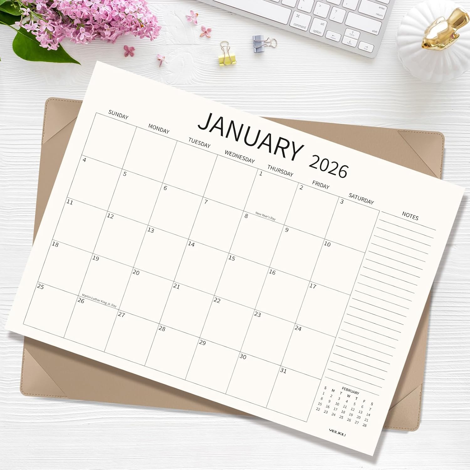 Desk Calendar 2026-2027 Large 22x17 inch, January 2026 to June 2027, 18 Months Big Desk Pad Calendar with Desktop Mat and Plastic Cover for Home Office School Planning, Apricot