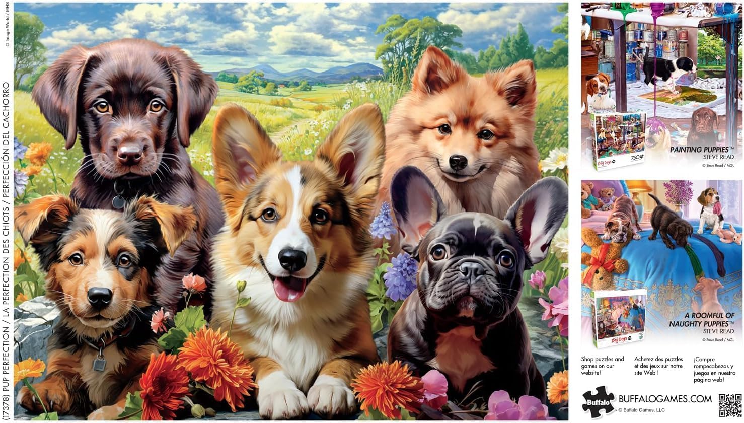 Buffalo Games - Image World - Pup Perfection - 750 Piece Jigsaw Puzzle For Adults -Challenging Puzzle Perfect for Game Nights - Finished Size is 24.00 x 18.00 – Precision-Cut Pieces, Beautiful Artwork