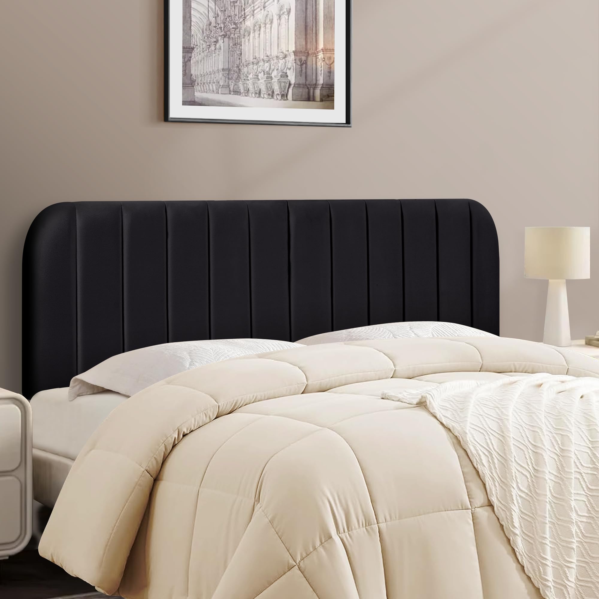 MastonHome Queen Headboard Only - Upholstered Headboard for Bed, Easy Assembly, Velvet Covered Sponge, Place Between Bed & Wall, Adjustable Metal Legs