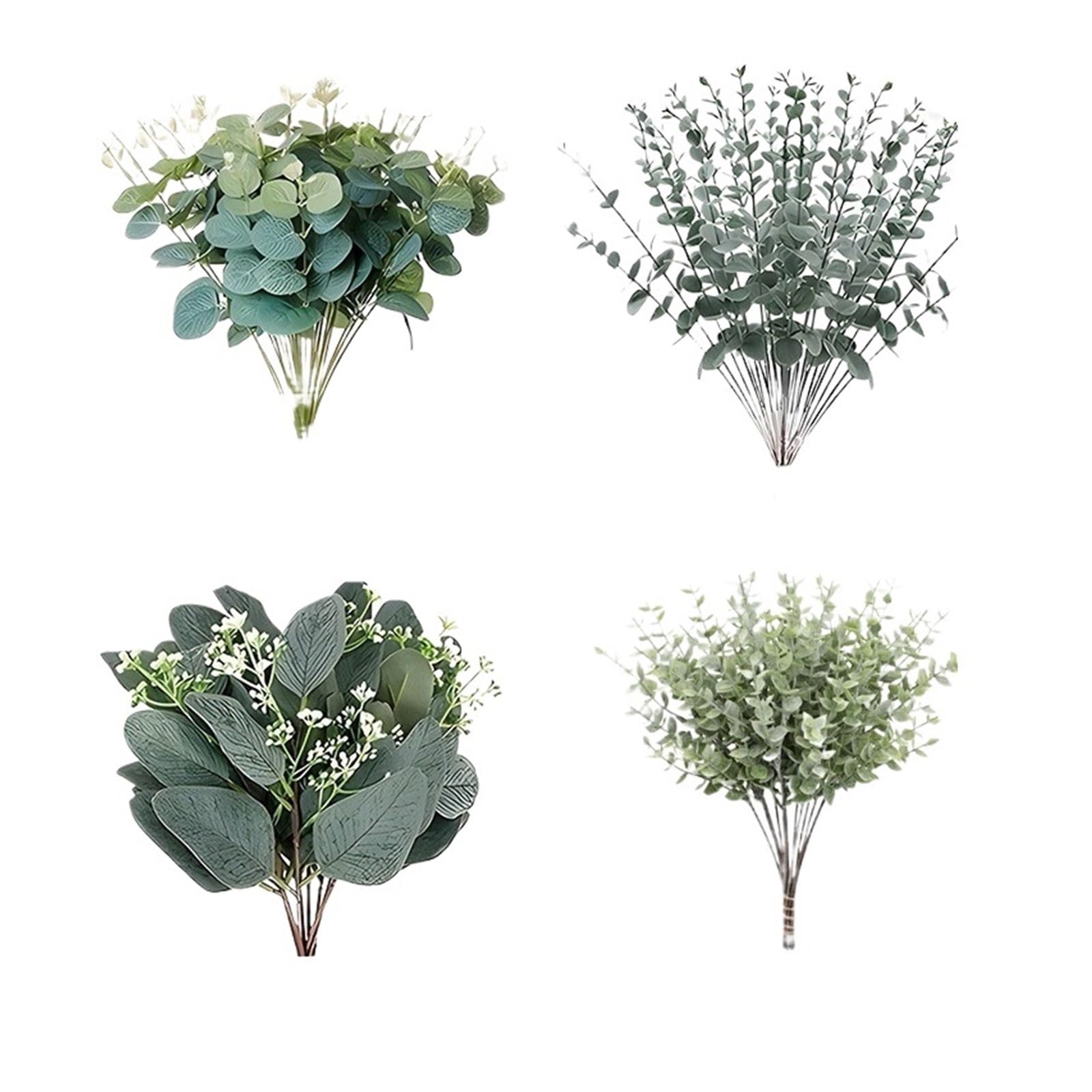 YGLEEULI Artificial Foliage Stems Artificial Eucalyptus Leaves Bundle Faux Stems for Wedding Bouquet Floral Arrangement Decor(AS4C60PC)