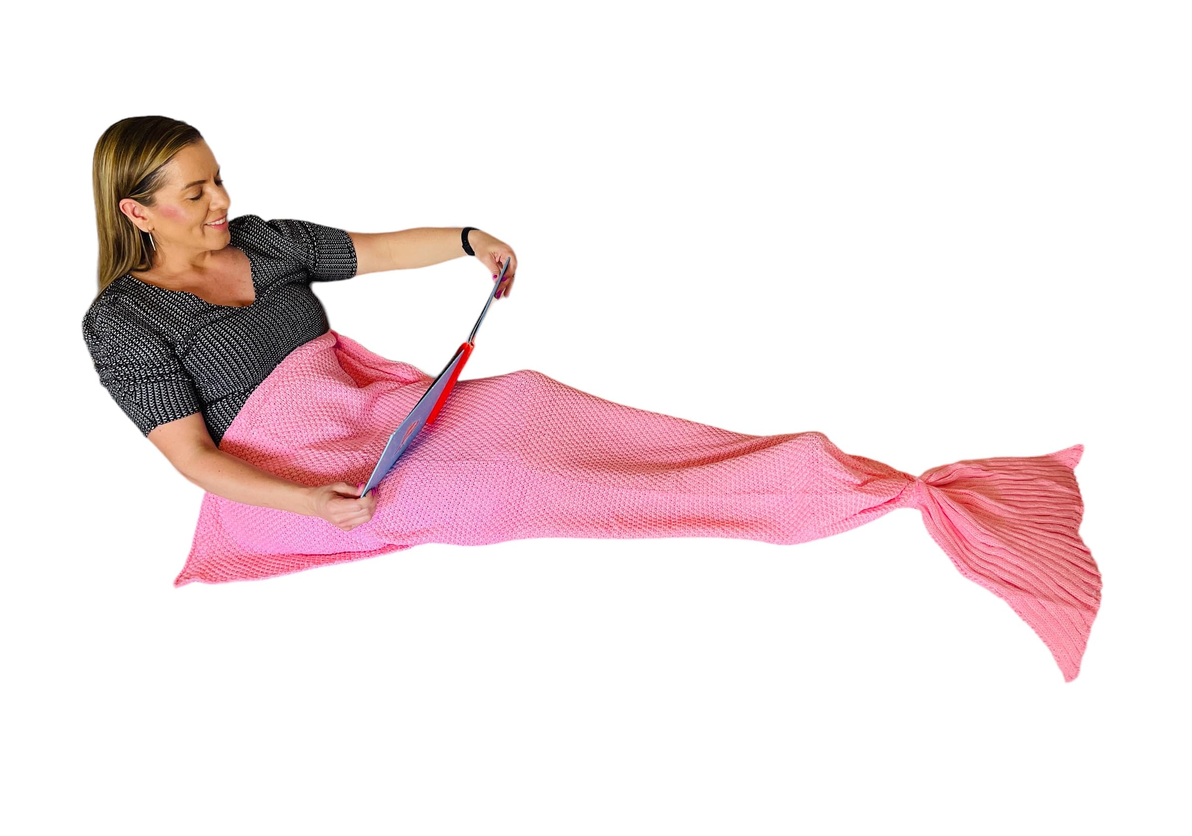 L.W. Clothing Company Pink Adult-Kid Mermaid Tail Blanket