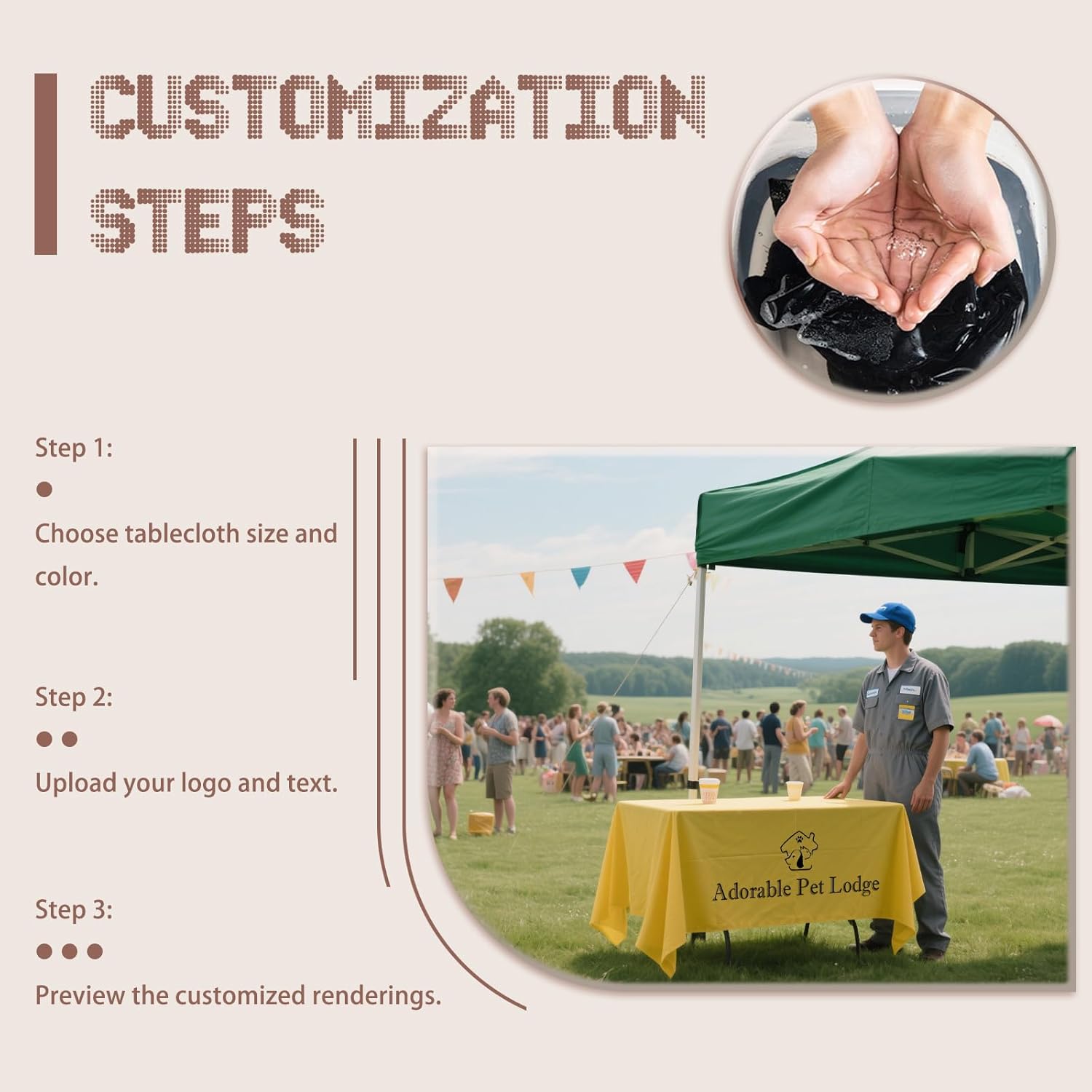 Shipping Next Day Custom Table Cloth with Logo Image Text 4/5/6/8/10FT Personalized Table Cloths for Business Tradeshow Events Company School Shop Other Important Events (72x30)