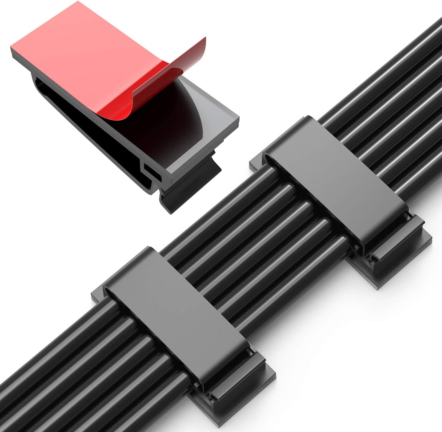 50 Pack Cable Clips, Strong Adhesive Pad Wire Holders, Cable Organizers Wire Management Multipurpose Wire Clamps for TV Computer Laptop Ethernet Cable Desktop Home Office
