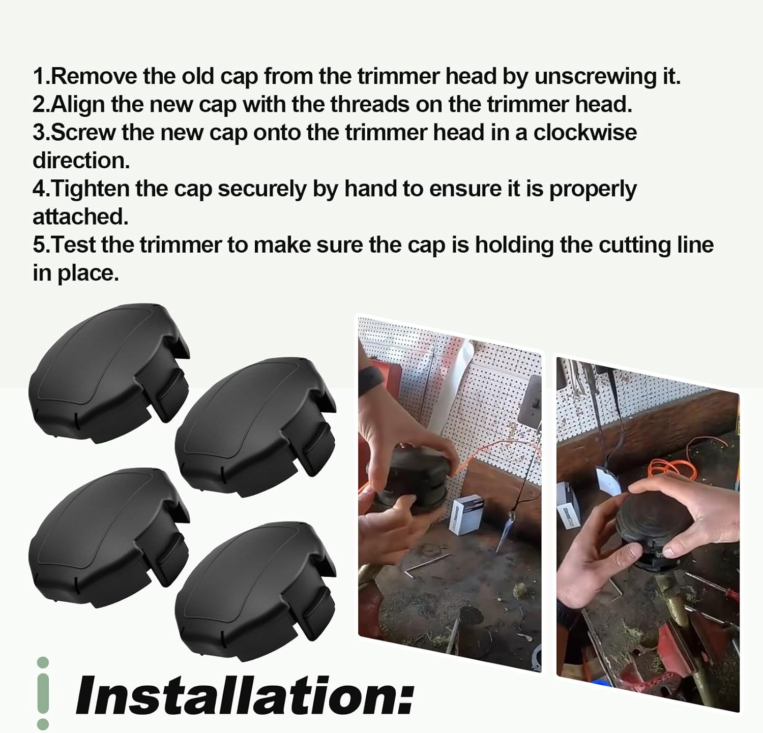 4 Pack Trimmer Head Bump Cap with Spring Set Compatible with Echo SRM String Trimmer Weed Eater SRM-225SB SRM-225i SRM-225 Replace X472000070