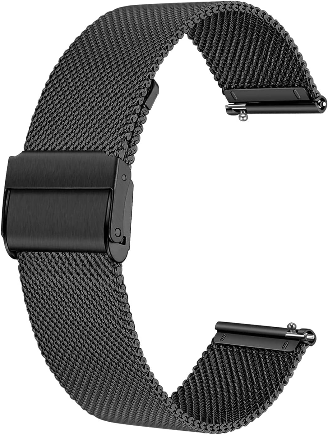 pTron Mesh Metal 20mm Replacement Band Strap with Metal Buckle Compatible with Fire-Boltt, Boat, Noise, Amazfit, Stainless Steel Material, Quick-Release Pins, Adjustable Length (Black)-picture-22