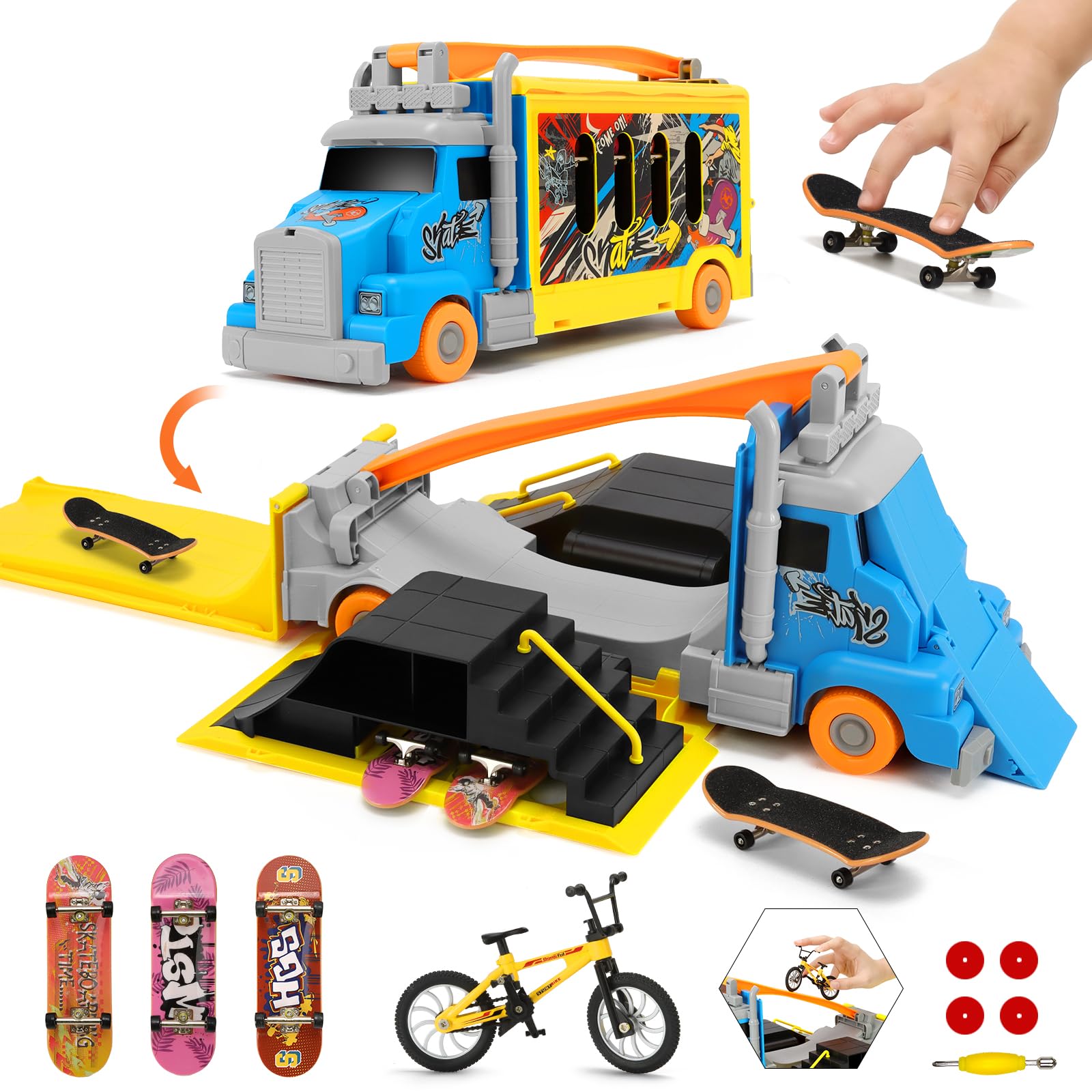 Amazon.com: KETIEE Finger Skateboard Park Set, 2-in-1 Transforming