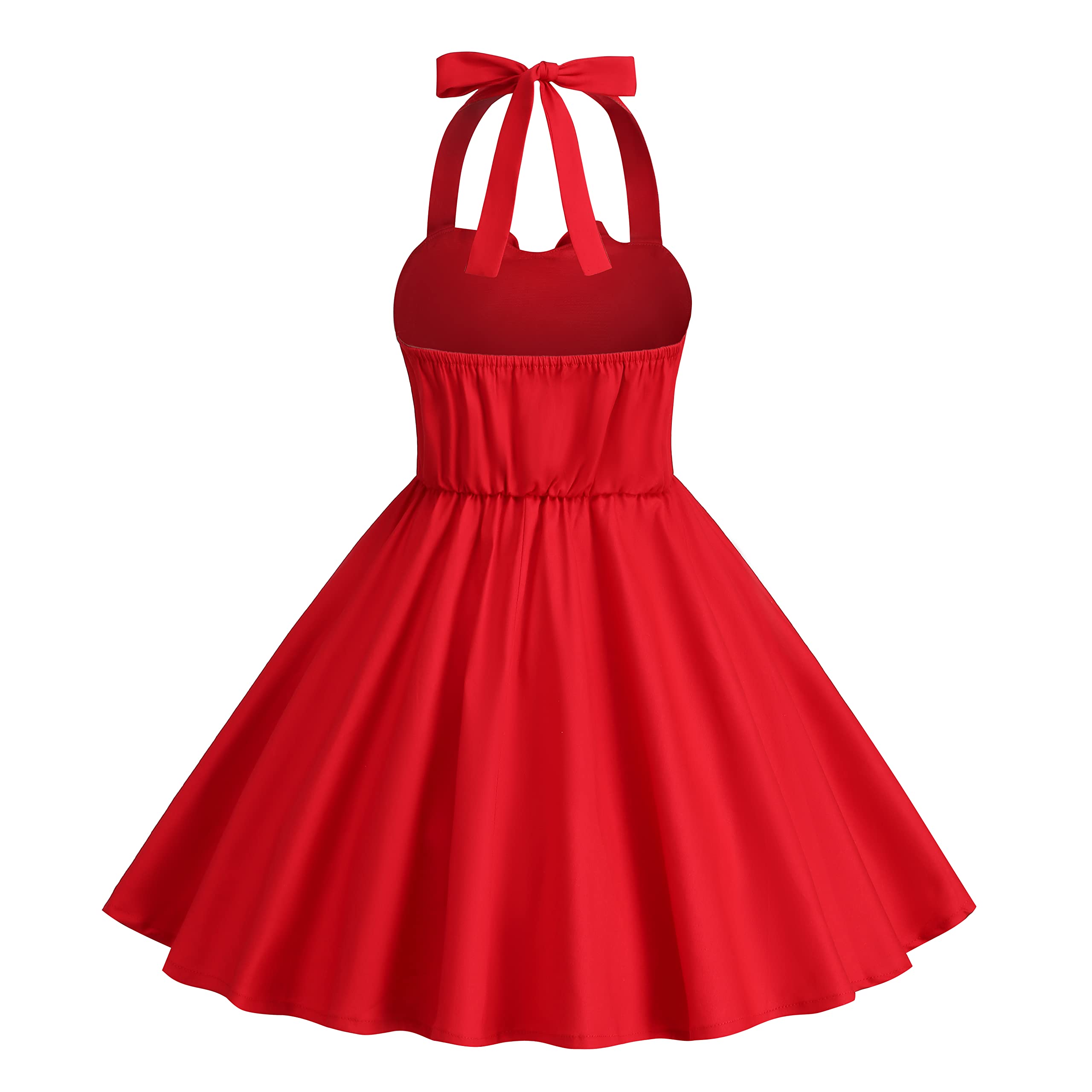 Odizli Vestido de verano vintage de los años 50, sin mangas, con lazo, acampanado, para niñas