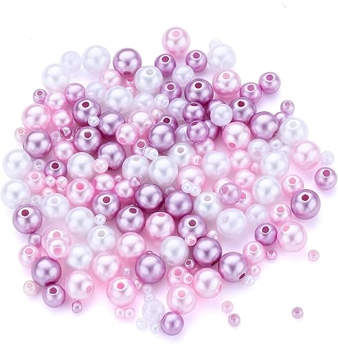 Cuentas de perlas para manualidades, tamaño mixto, cuentas de 3460.315 in con agujeros para hacer joyas, pulseras, collares, aretes y relleno de