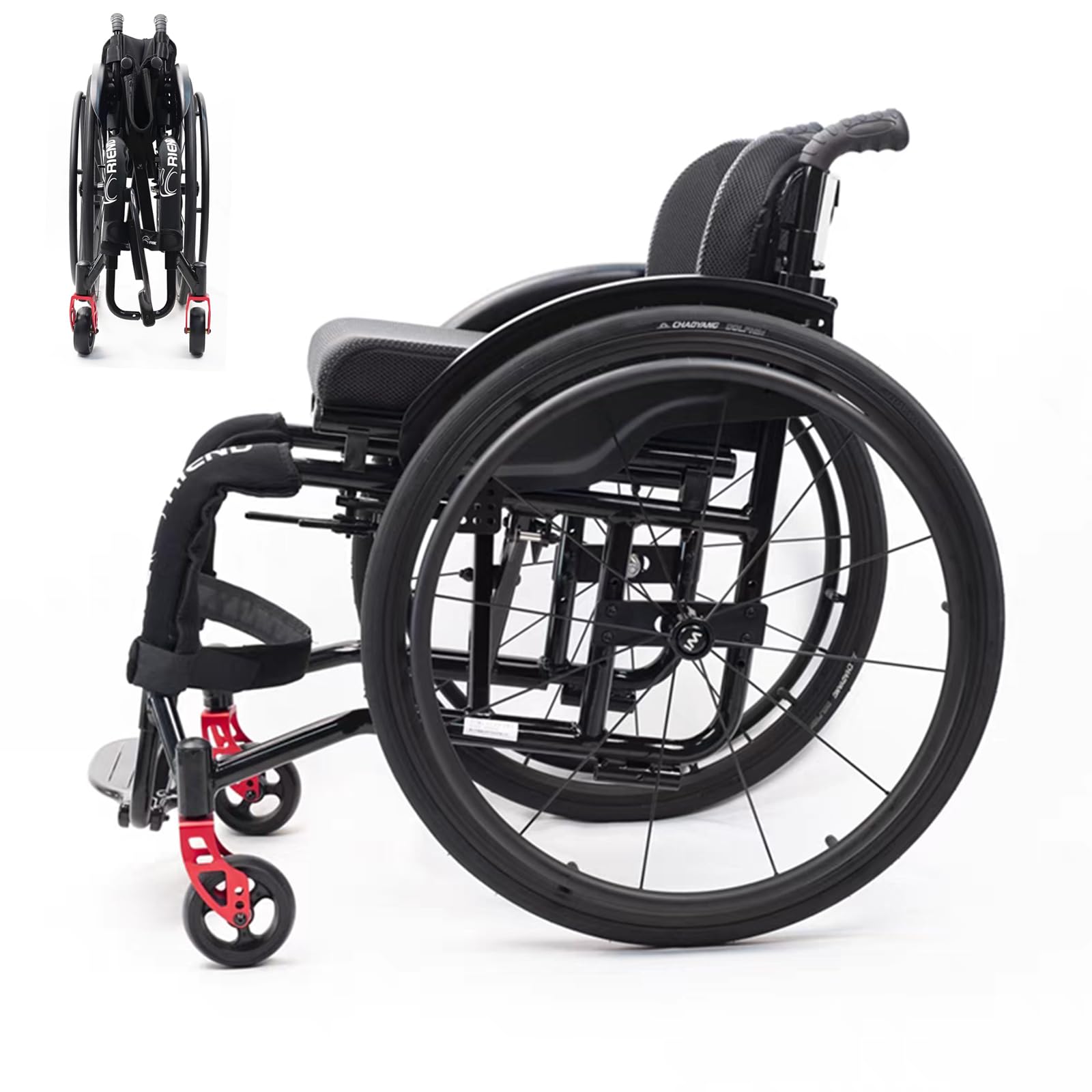 Silla de Ruedas Ligera y Duradera,Silla de Ruedas Deportiva Plegable,Silla de Ruedas de Aluminio,Adecuada para Adultos, Adolescentes y Personas Mayores(Seat Width 38cm,Black)