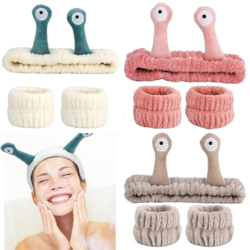 9 diademas de spa de caracol con muñequeras para lavar la cara, suave forro polar coral, diadema de maquillaje, con lindos animales, elástica, para 9 diademas de spa de caracol con muñequeras para lavar la cara, suave forro polar coral, diadema de maquillaje, con lindos animales, elástica, para