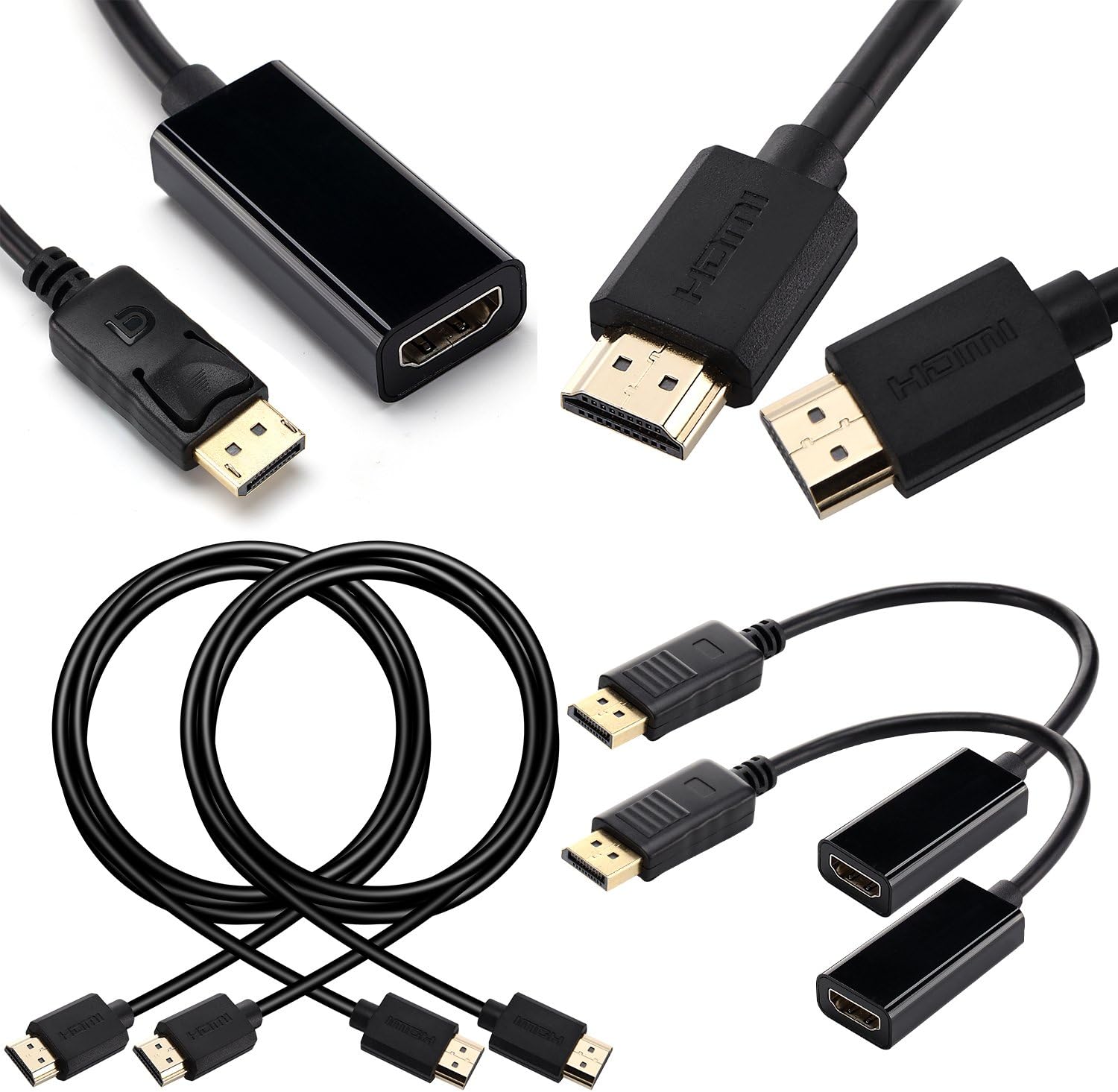 [2 Pack] - Male DisplayPort to Female HDMI Receiver Gold Plated Cable Adapter - Black