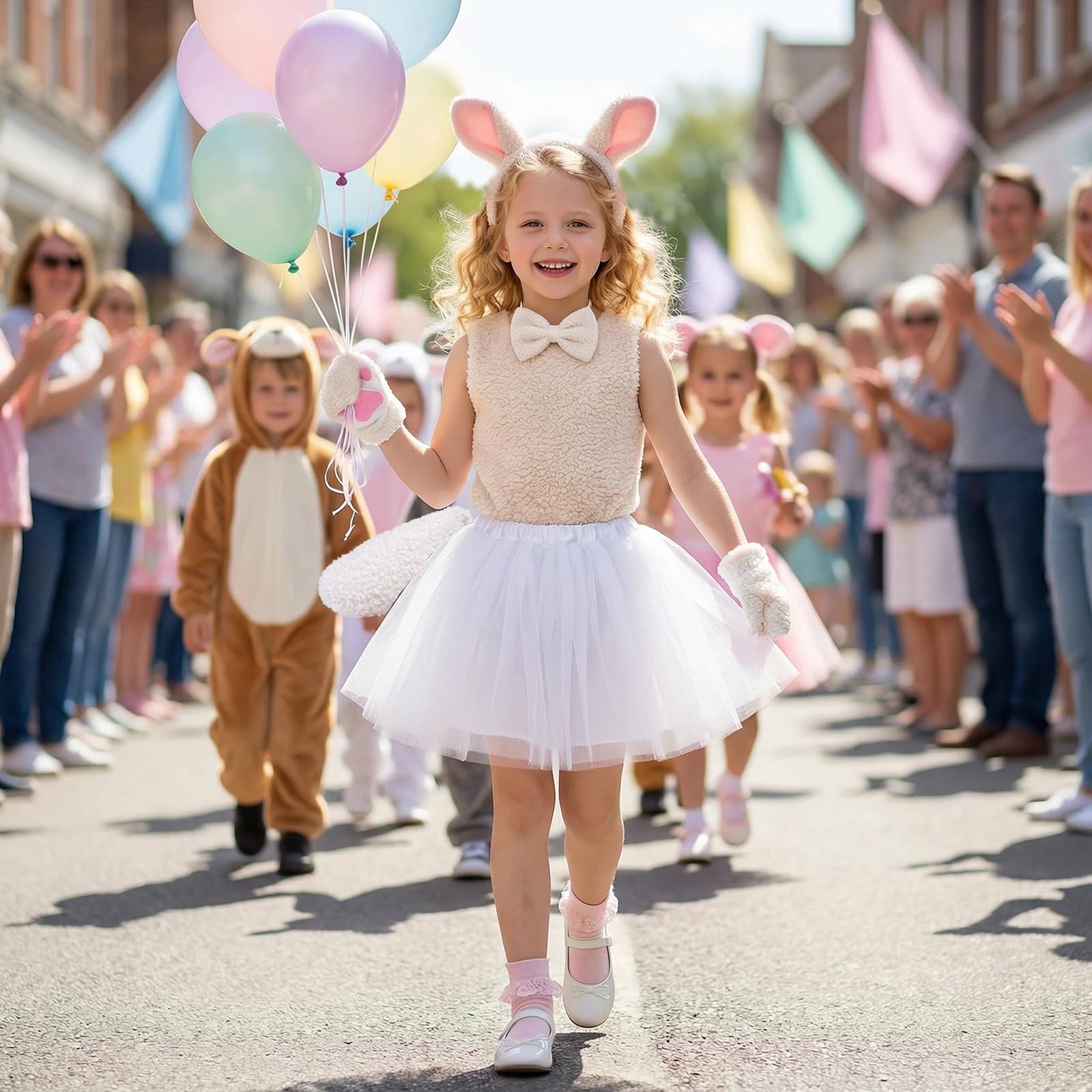 Kostium zwierzęcy dla dzieci, 5-częściowy zestaw, kostium zwierzęcy, ogon na imprezę urodzinową, akcesoria na Wielkanoc, kostium Cosplay, kostium karnawałowy, akcesoria na imprezę