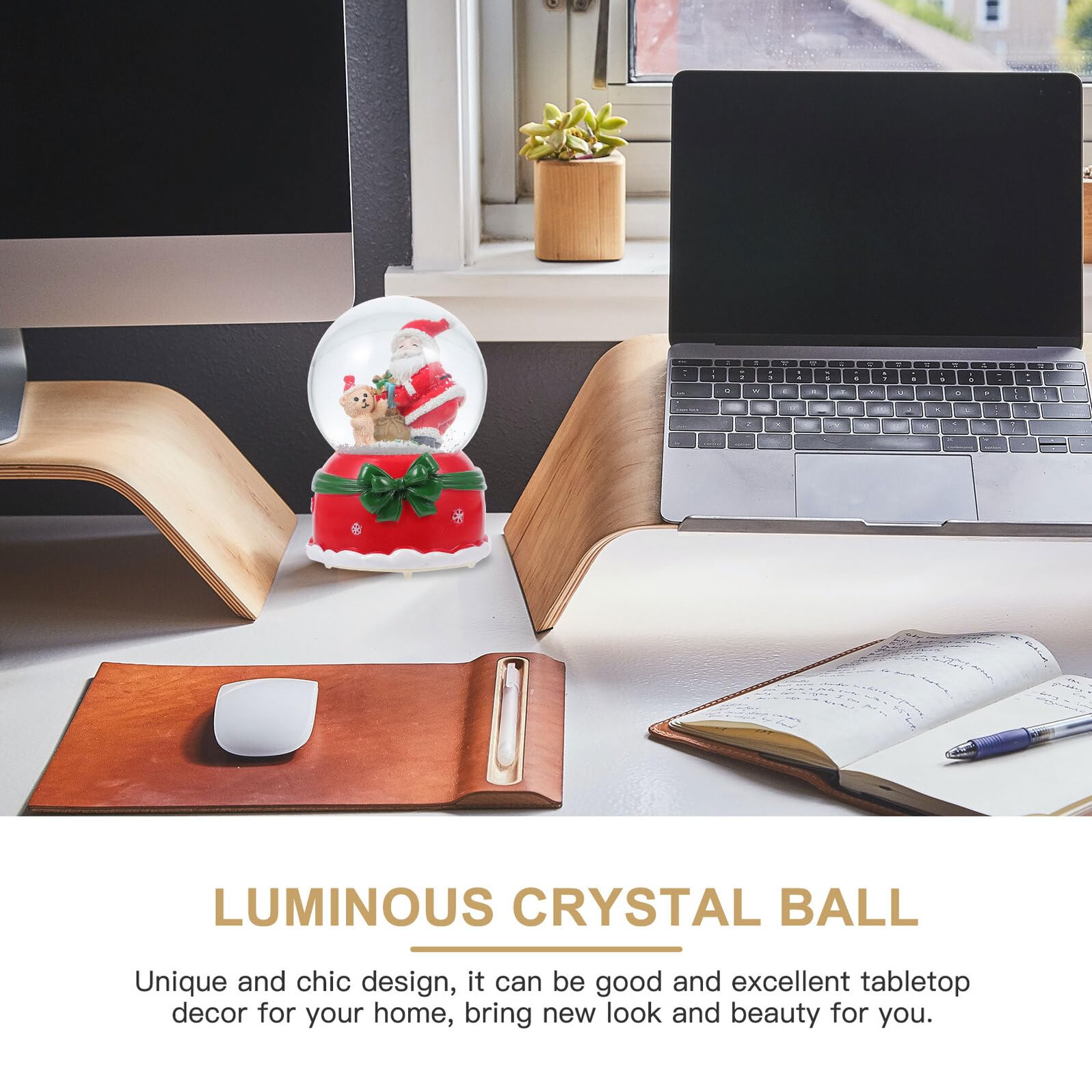 BESPORTBLE Carillon Natalizio a Sfera di Cristallo Luminosa Babbo Natale Decorazione Musicale Natalizia per Atmosfera Festiva e Regalo Accessorio Fotografico per Momenti in Famiglia