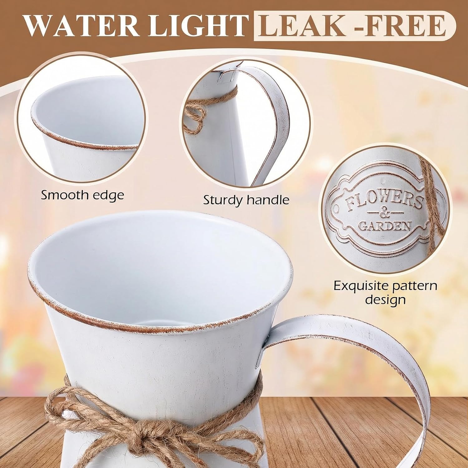 Chumia 2 Pcs Metal Pitcher Jug Vase for Flower Farmhouse Rustic Milk Can 7. 87 Inch Flower Vintage Vase Pitcher Decor Kitchen Bathroom Decor for Home (White) - Image 3