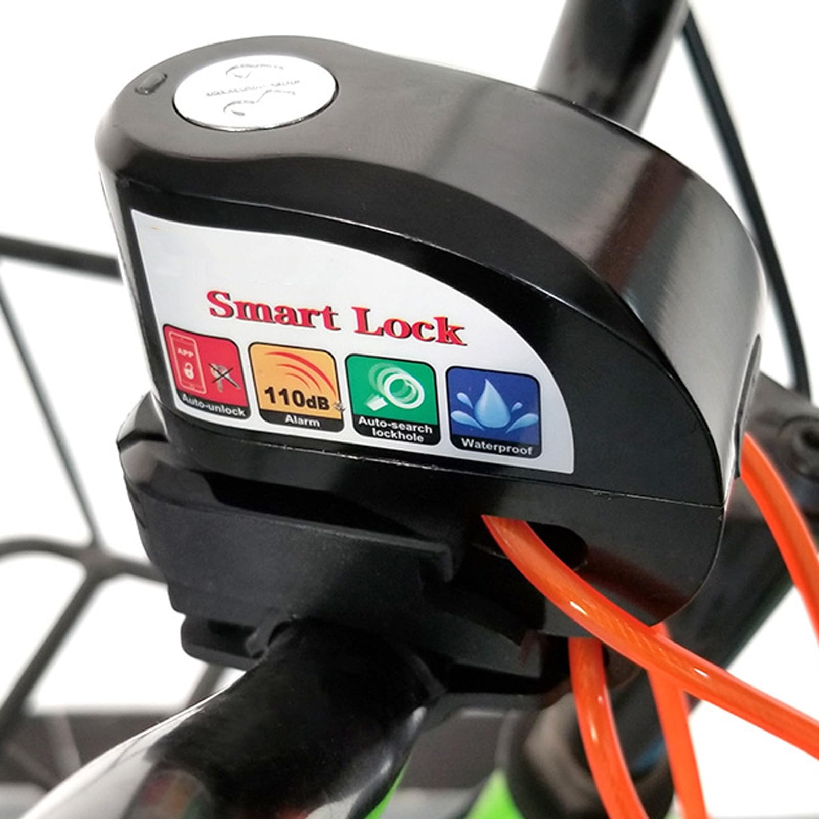 Fockety Bloque-Disque D'alarme, Contrôle par Application BT, Antivol Intelligent pour Frein de Moto avec Câble de Rappel, Goupille de Verrouillage de 0,22 Pouces, Sac de Transport,