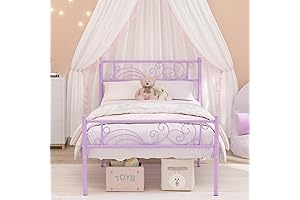 Princess Style Twin Bed Frame for Girls, Weehom Elegant Metal Bed with...