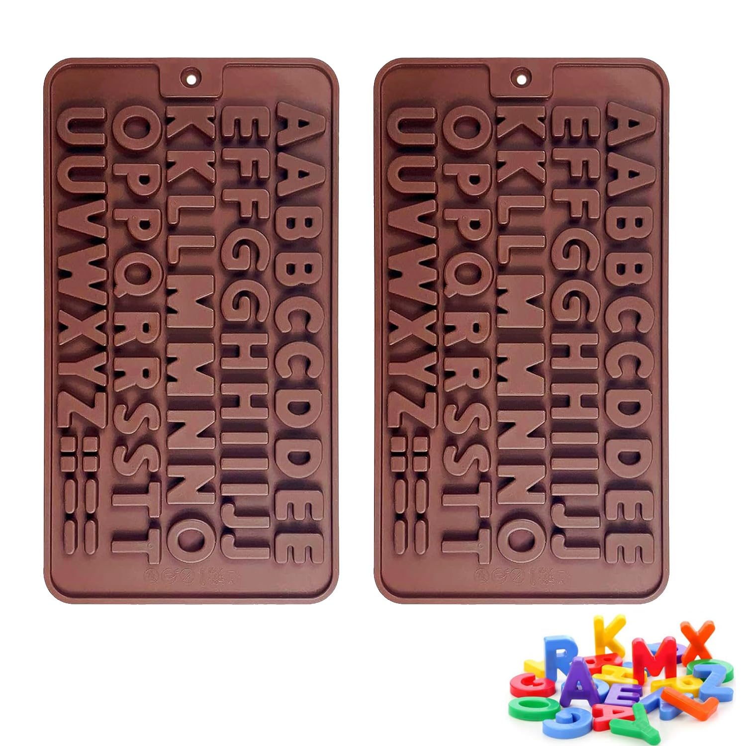Silicone Letter Chocolate Molds - Non-Stick Letter Chocolate Mold, Made of Food Grade Silicone, BPA Free, Perfect for Cake Decoration, Candy, Chocolate, Birthday Party, Gummies.2 PCS.By ENBRWAS