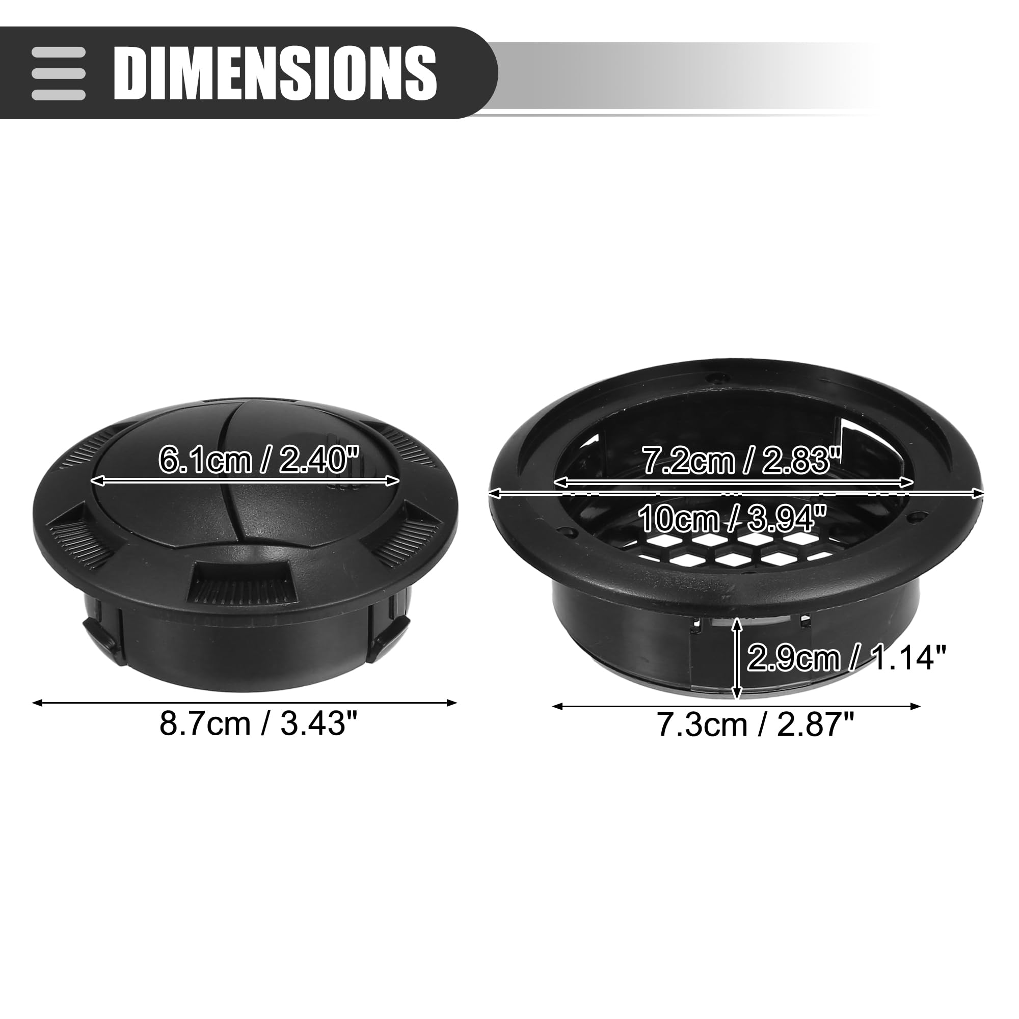 Motoforti Uscita Aria Condizionata Universale Per Camper, Roulotte, Barca - Diametro Tubo 7,3 Cm, Plastica, Nero - 6