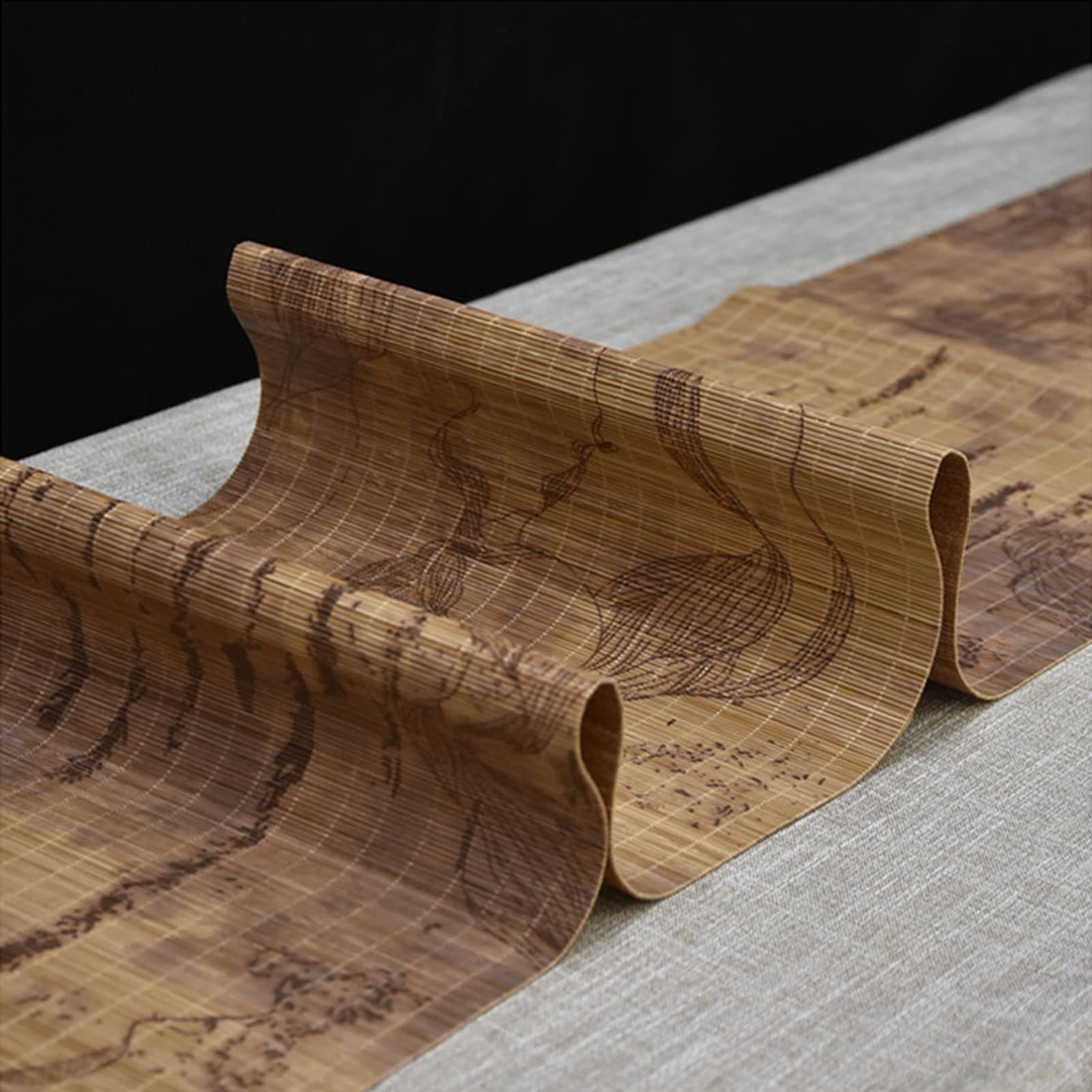 Chemin de Table en Bambou Naturel, Napperons/sous-Verres rétro en Bambou, Cadeaux Uniques for Mariage/Bonne Nouvelle Maison/dîners(12" x 98" (30cm x 250cm))