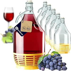 Weinballon 5 Liter Glasballon Set +Gummikappe+ GÄRRÖHRCHEN