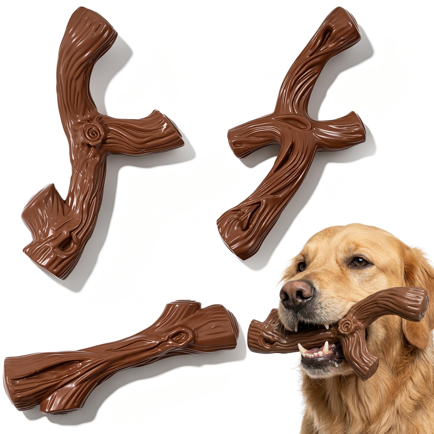 Dog Chew Toys Indestructible: 3 Pack Dog Toys for Aggressive Chewers, Tough Dog Chew Toy for Medium Large Dogs, Durable Dog Toy for Boredom, Teeth Cleaning, Bacon Flavour